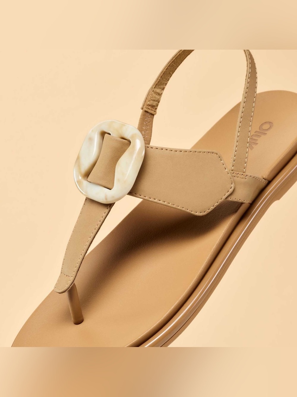 Olukai La’i T-bar Strappy Sandals Women 8 Tan Statement Buckle